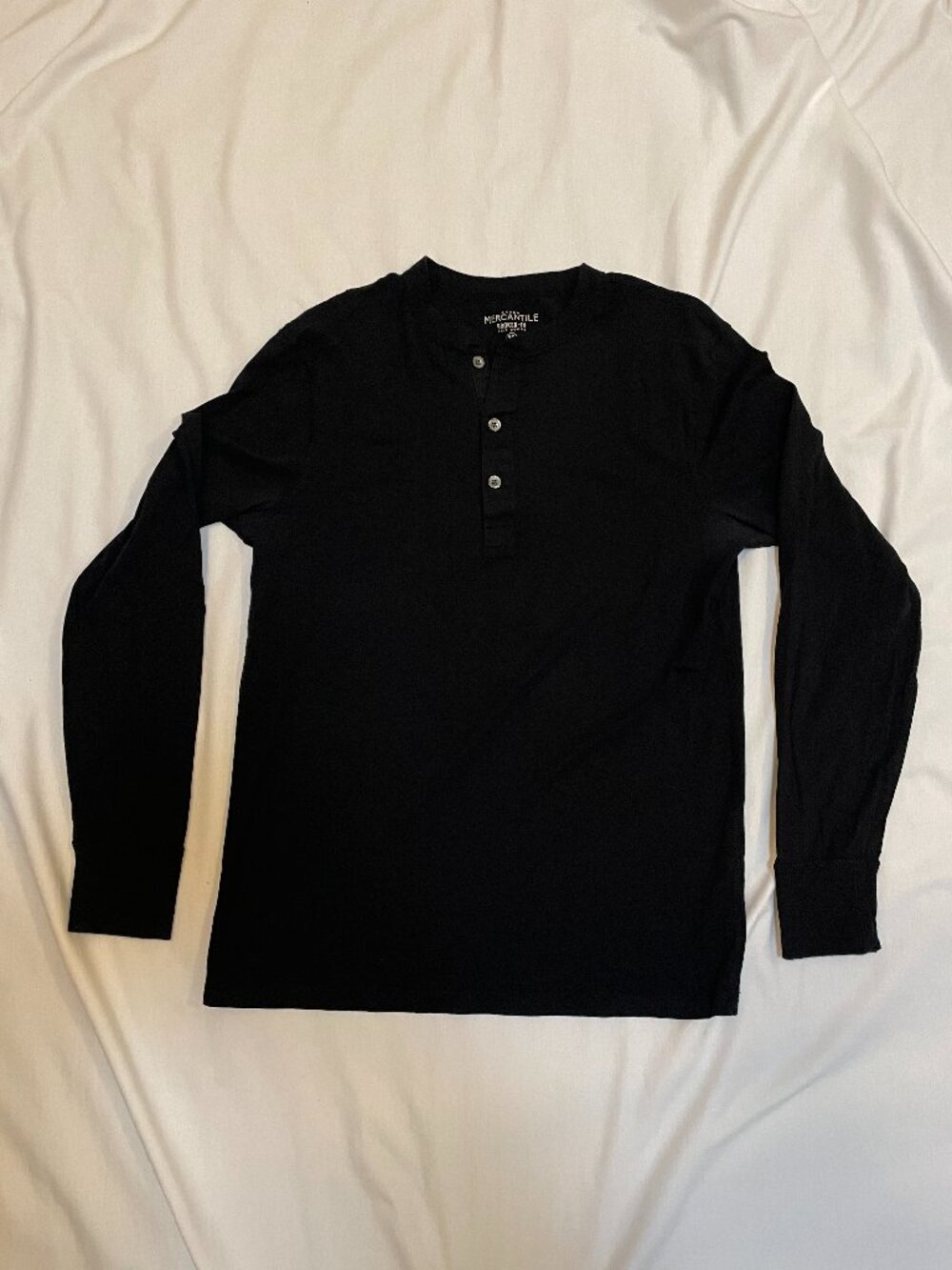 J Crew Mercantile Broken-In Knit Henley Long Sleeve Mens XS Black Preowned